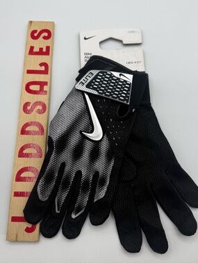 Nike Alpha Elite Baseball Batting Gloves Black Silver Men’s Sz Large NWT $60